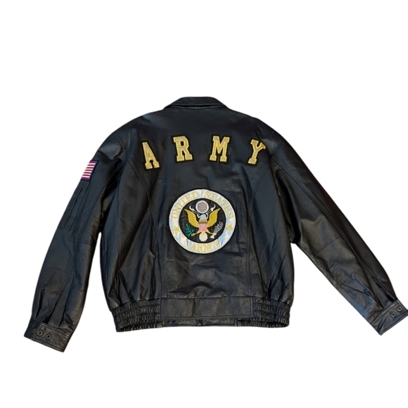 usa leather Other - Leather Bomber Jacket US Army Insignia Patch Made By USA Leather sz 3XL